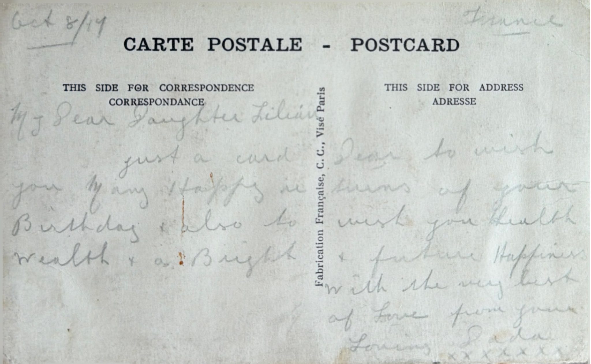 To Daughter Lilian From Dada (Norman) 2 back image