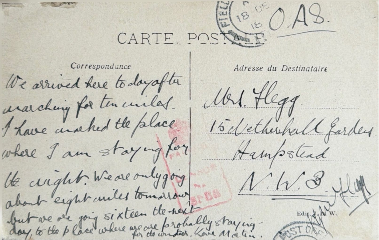 To Mrs Flegg From Martin back image