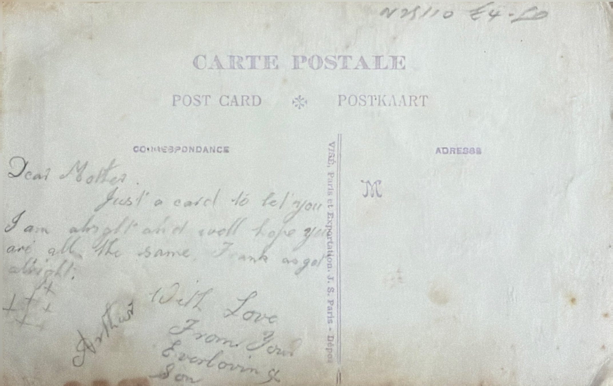 To Mother From Arthur Back image