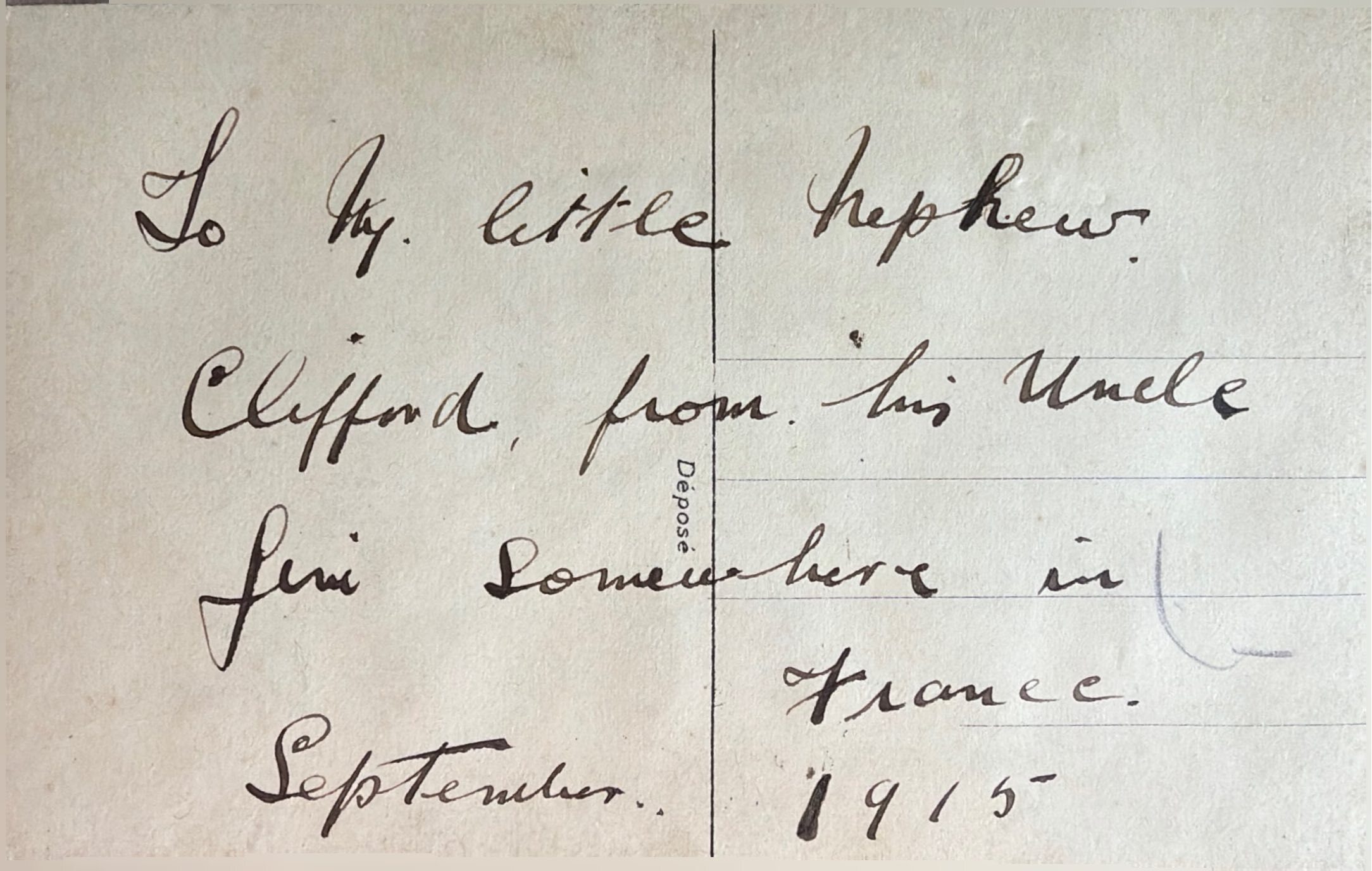 To Nephew Clifford From Uncle Jim back image