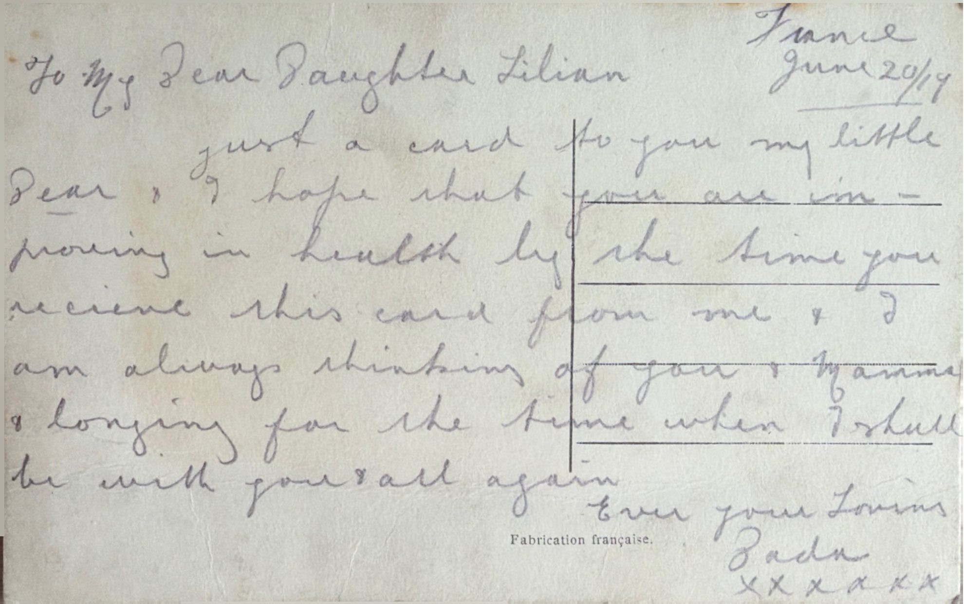 To Daughter Lilian From Dada (Norman) 1 back image
