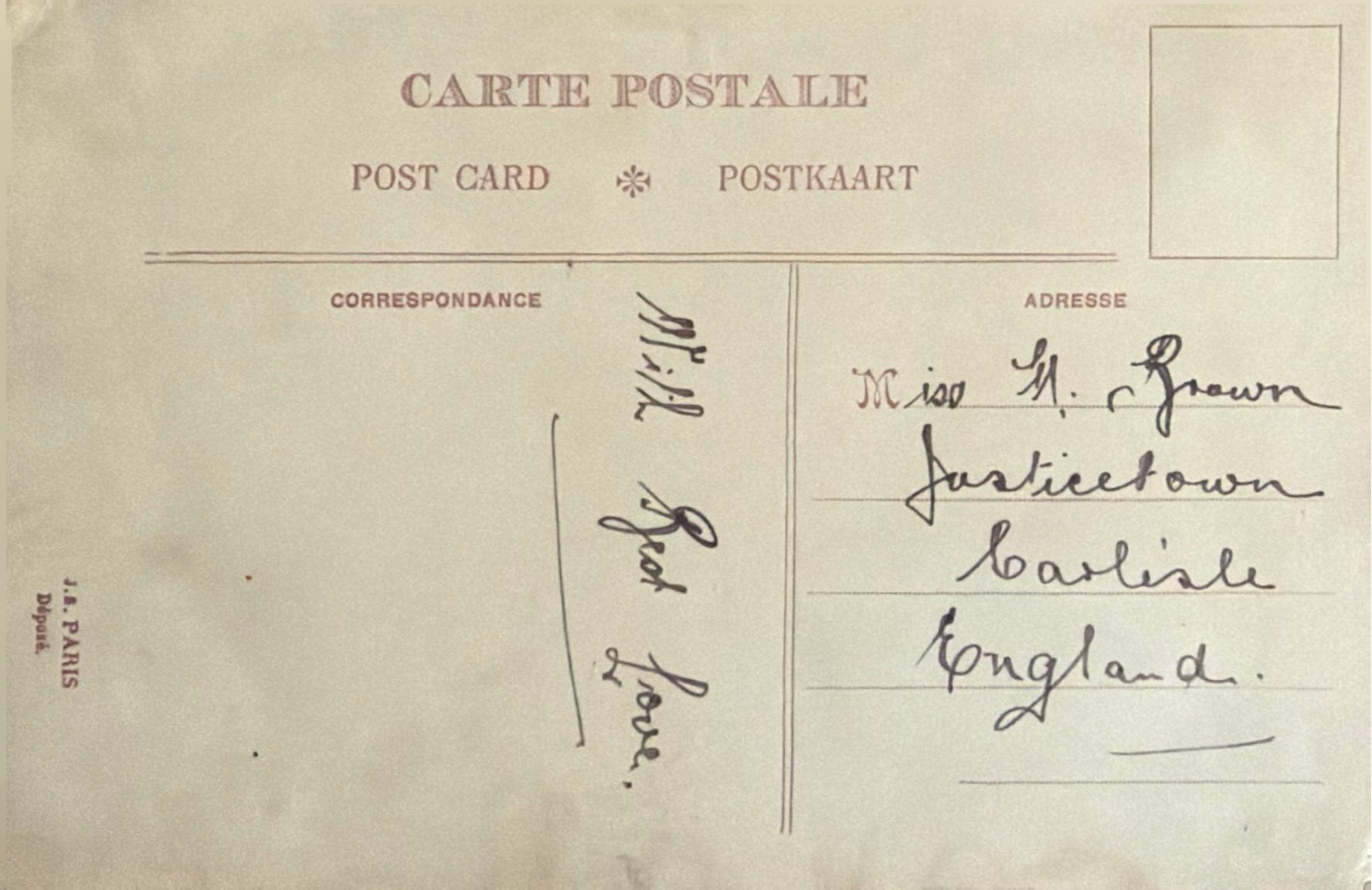 To Miss W Brown Back image