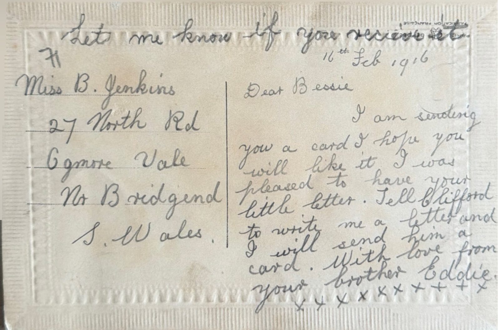 To Bessie From Eddie Back image