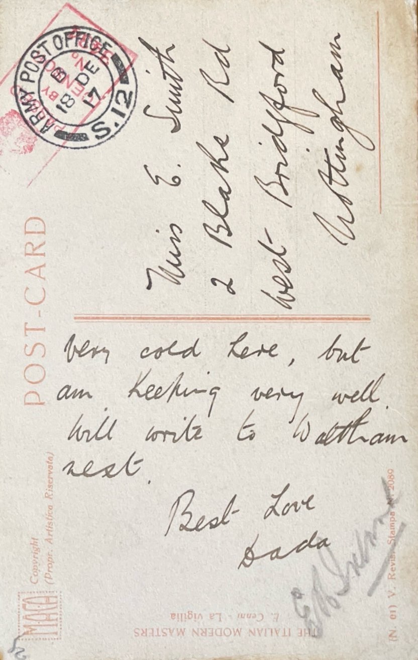 To Family From Arthur 48 Postcard: Back image